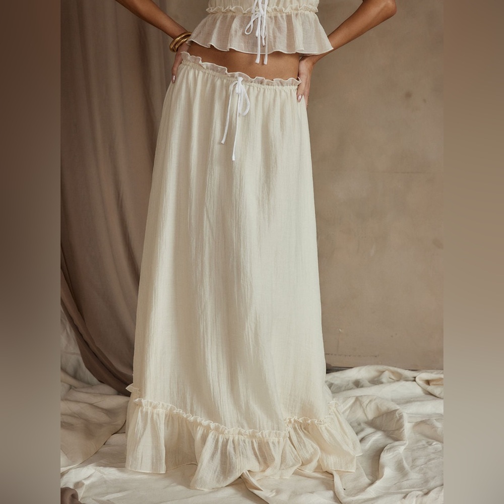 12th Tribe Dahlia Baby Yellow Maxi Skirt - Size M